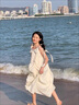 麓格立 连衣裙女长裙吊带海边度假温柔拍照夏季新款绑带宽松沙滩裙 连衣裙杏色 L 【建议100-120斤】 实拍图