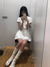 麓格立学院风白色衬衫连衣裙女气质收腰小个子甜美辣妹新款短裙a字裙 白色（配裤）M 实拍图