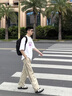 POUM男装2025新款美式条纹休闲裤男宽松百搭显瘦网面春夏季透气裤子男 SDPFS-D60卡其色 XL 体重120-140斤 尺码偏小建议拍大一码 实拍图