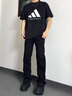 POUM 休闲裤男士夏季新款冰丝垂感微喇修身运动小西长裤子男女 SBXS-C911黑色 XL 实拍图