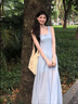 棉致法式蓝色吊带连衣裙女夏季2025新款收腰显瘦高级感海边度假长裙 蓝色【408高品质36.5】 L 100-115斤 实拍图