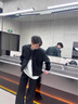 POUM 休闲裤男士夏季新款冰丝垂感微喇修身运动小西长裤子男女 SBXS-C911黑色 XL 实拍图