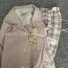 无印良品（MUJI） 女式 无侧缝双层纱织睡衣女士家居服春秋纯棉条纹格纹长袖 女款 浅米色格纹 XL (上装165/92A下装165/74A) 实拍图