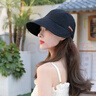 目丸渔夫帽女2025春夏防晒防紫外线遮阳帽素颜遮脸户外折叠太阳帽子女 黑色皮标-四季款 实拍图