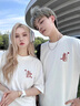 MDlila《两件装》情侣装夏季衣服短袖t恤套装一男一女宽松上衣班服定制 男白+女白-两件装 XL 男+女M 实拍图