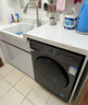陌利蜂窝铝洗衣柜高低台盆洗衣池带搓板一体盆滚筒洗衣机柜伴侣定制 150CM左盆 珍珠白 送抽拉龙头 实拍图