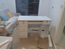 办公桌工作台现代简约电脑桌台式带锁带抽屉家用学生卧室小书桌 暖白色办公桌(120*60*75) 自行安装 实拍图