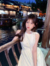 凊知柠法式茶歇挂脖白色连衣裙女夏季2025新款收腰显瘦蕾丝无袖背心长裙 杏色 S 实拍图