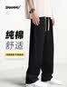 杉努裤子男士春秋款纯棉黑色直筒宽松阔腿美式休闲长裤 黑色 3XL 实拍图