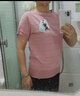 真维斯（JEANSWEST）短袖t恤女夏季2025柔软纯棉正肩印花打底衫内搭上衣女灰粉短TM 实拍图