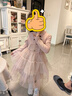 富罗迷女童连衣裙春秋季甜美网纱针织裙中大童校园演出裙子 粉色 120  实拍图