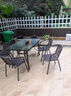筑家星宇休闲庭院户外桌椅三五件套露天桌椅茶几遮阳伞组合阳台仿编藤椅子 4把围椅+120水纹长方桌 实拍图
