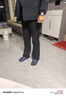 POUM弯刀微喇牛仔裤男夏季美式复古vibe高街显瘦修身黑色直筒长裤子男 黑色 常规 2XL 【135-145斤】 实拍图