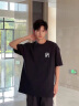 LEFT SPORTS重磅短袖t恤男夏季新款高克重潮牌短袖男经典百搭简约印花套装男 黑色（B） M (建议体重115-135斤) 实拍图