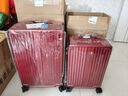 金登仕红色行李箱结婚陪嫁箱拉杆箱新娘备婚嫁妆旅行箱女登机密码皮箱子 波尔多红色 24英寸 (抑菌里布+高端质量标准） 实拍图