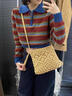 铂呐苓流苏草编包2025春夏季新款休闲单肩斜挎女包棉线编织包沙滩包 流苏草编包 实拍图