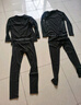 NIUKAILE 运动套装男健身服加绒高弹紧身衣跑步速干篮球足球训练压缩内衣 透气长袖+字母长裤 L【建议110-130斤】送护腕 实拍图