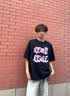 OEMG 韩系假两件V领条纹短袖衬衫男士夏季宽松百搭松弛感潮流上衣T恤 浅蓝色 【高品质】 L [建议100-110斤] 实拍图