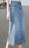 丝柏舍高腰半身裙2025秋冬新款装中长款水洗开叉牛仔裙 实拍图