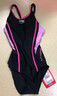 李宁（LI-NING）儿童泳衣女童连体三角泳装速干透气专业训练游泳衣516 黑粉 160  实拍图