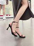 冶芷高跟凉鞋方头细带一字带凉鞋女性感夏季配裙子黑色细跟高跟鞋 黑色 37 实拍图