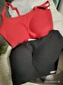 氧心（YANGXIN）果冻胶无尺码背心式睡眠文胸女士内衣女轻薄无痕无钢圈聚拢胸罩 高级黑+海棠红（吊带款） 均码 （A-C/90-140斤） 实拍图
