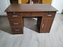 甘慕实木办公桌办公室职员电脑桌财务工位双人位桌椅组合简易书桌子 实木【五抽一柜】胡桃色120*60 单桌 实拍图