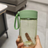 富光塑料水杯BB杯子女生夏季高颜值便携简约随行可爱泡茶杯家用耐热 罗勒绿【茶隔+精准刻度】370ml 实拍图