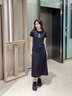 FILA 斐乐女装官方女士短袖T恤夏季休闲运动内搭t恤运动上衣 传奇蓝-F51W328152FNV M （165/84A/M） 实拍图