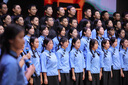 柠鑫焱民国学生装女五四青年装民国风女装中山装男班服舞台合唱表演服装 蓝色上衣+中裙 L 实拍图