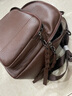 viney牛皮双肩包女休闲时尚背包轻便出行旅行包背包大容量学生电脑书包 【咖啡色】送老婆女朋友高级感实用 实拍图