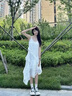 UNIFREE【明星同款】蕾丝吊带连衣裙不规则纯欲中长款蛋糕裙 白色 S 实拍图