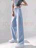 唐狮（TonLion）2025春女抽绳宽松直筒牛仔长裤拖地裤百搭 浅牛仔蓝 L  实拍图