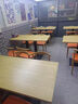 餐桌商用早餐桌子餐饮面馆快餐奶茶小吃饭店出租房家用型桌椅组合 一桌4椅原木色-桔色皮革 120*60cm 75cm 高度 实拍图