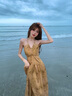 蛮丂复古挂脖连衣裙女2025夏季法式气质露背显瘦长裙子夏天海边纯欲风 新中式挂脖连衣裙L(100-115) 实拍图