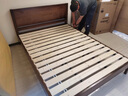 洛亚妮【24H云仓闪发】实木床100％纯实木1.5米单人床原木风主卧双人床 胡桃色床+10cm床垫+床头柜1 1.5米*2米 实拍图