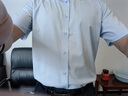 罗蒙（ROMON）可机洗纯棉DP成衣免烫衬衫男士短袖夏季商务休闲职业装抗皱白衬衣 短柚-浅蓝色(DP纯棉) 41 码(175/96A) 实拍图
