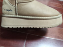 拉夏贝尔雪地靴女冬季厚底加绒保暖女鞋皮毛一体棉鞋女 卡其色-1010-1 38  实拍图