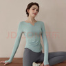 佑游瑜伽服女运动速干衣长袖健身T恤秋冬上衣发带二件套J33428Y绿色L 实拍图