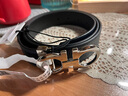 菲拉格慕（Ferragamo）男士腰带板扣腰带商务皮带双面可用【带宽约3.5cm 675542 694426银扣/黑蓝色 115码（适合腰围3尺4-3尺6） 实拍图