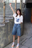萝美酱复古牛仔裤五分裤女短裤夏季2026新款高腰直筒显瘦浅色阔腿裤中裤 怀旧蓝牛仔五分裤 L 实拍图
