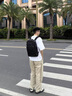 POUM男装2025新款美式条纹休闲裤男宽松百搭显瘦网面春夏季透气裤子男 SDPFS-D60卡其色 XL 体重120-140斤 尺码偏小建议拍大一码 实拍图