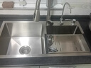 厨房水槽双槽SUS304不锈钢手工加厚洗菜盆套餐家用台下洗手洗碗池 银纳米双槽抽拉龙头套餐+皂液器 8045 实拍图
