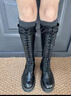 马丁（DR.MARTENS）1B60 Bex法式男女款夏季软皮增高小厚底长筒骑士靴 黑色穿孔1个或2个随机 39 实拍图