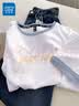 真维斯（Jeanswest）短袖t恤女夏季新款纯棉女装上衣服撞色宽松ins风小个子女生半袖衫 白湖蓝 蝴蝶秘境橙 L 实拍图