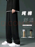 Foss Phil纯棉直筒裤子男士夏季春秋款垂感黑色休闲运动卫长裤宽松阔腿裤男 潮牌718-K628黑色 3XL 【建议180-195斤】 实拍图