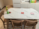 采薇 岩板实木餐桌家用餐桌椅现代简约小户型伸缩饭桌方变圆餐桌 1.35米猫耳朵餐桌+6椅 实拍图