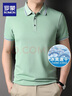 罗蒙（ROMON）送父亲冰丝凉感速干短袖t恤男士夏季薄款休闲翻领POLO上衣爸爸装 406青绿 3XL 185 建议175-195斤 实拍图