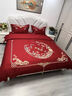 水晶家纺210支纯棉百子图婚庆四件套全棉喜被结婚六件套床上用品 百福喜宴 1.8m床盖款四件套 实拍图