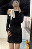 斤慕法式赫本风连衣裙女2025纯欲蝴蝶结露肩小黑裙甜美修身包臀裙七夕 法式小黑裙【黑色S】 实拍图
